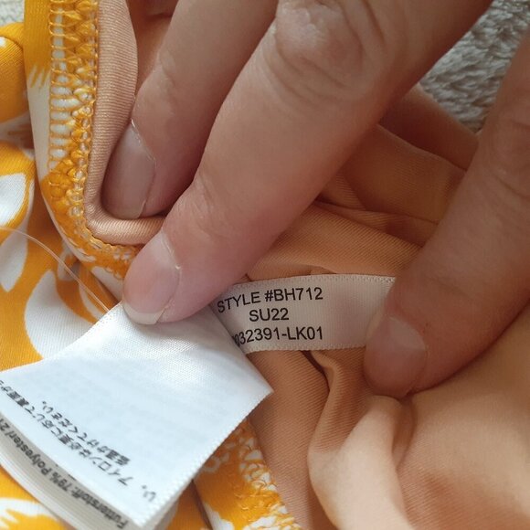 J. Crew Factory NWT Women's Large Orange Floral V-neck Ruched One Piece Swimsuit - Picture 8 of 15